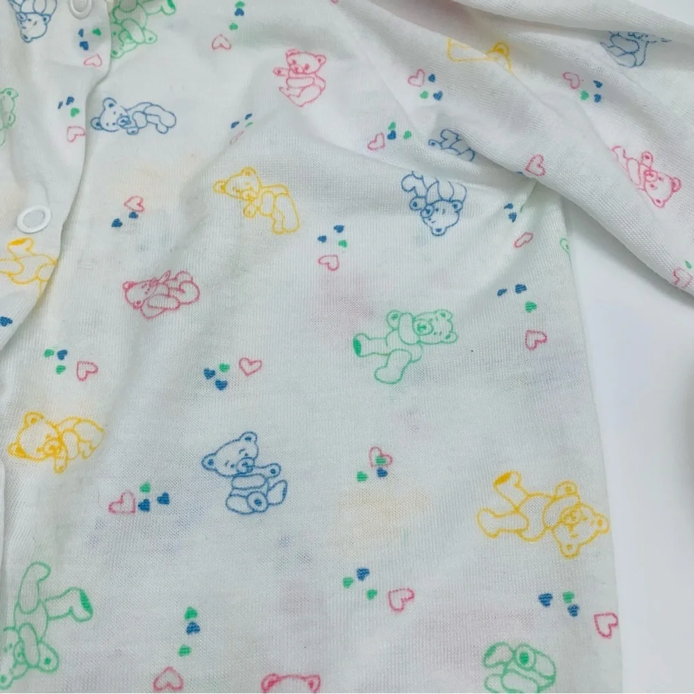 Vintage 1989 Campbell Kids Teddy Bears Footie Pajamas Small to 11lbs